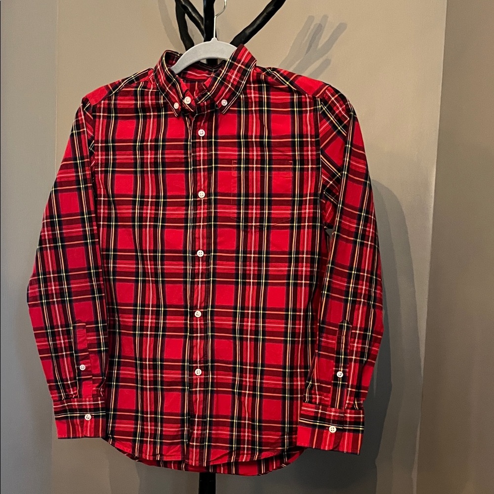 Crewcuts Boys’ Tartan Flex Washed Shirt in Red